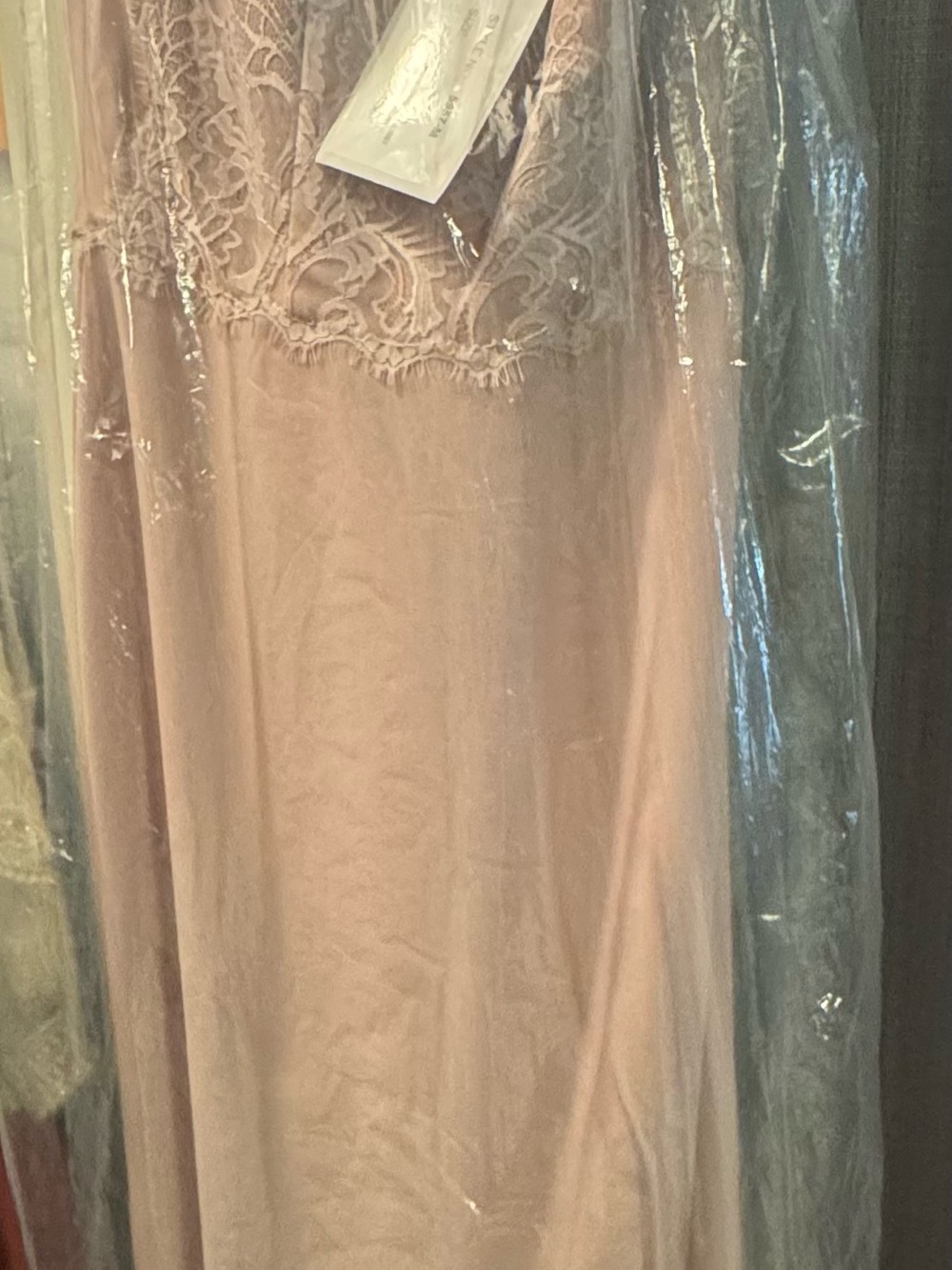Hayley Paige Occasions Lace Detail Dress in Blush Pink
